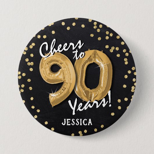 Proost op 90 jaar ronde button 7,6 cm (Voorkant)
