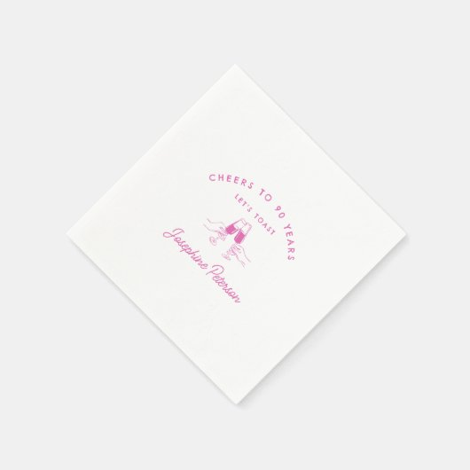 Proost op 90 jaar roze 90ste verjaardag servet (Hoek)