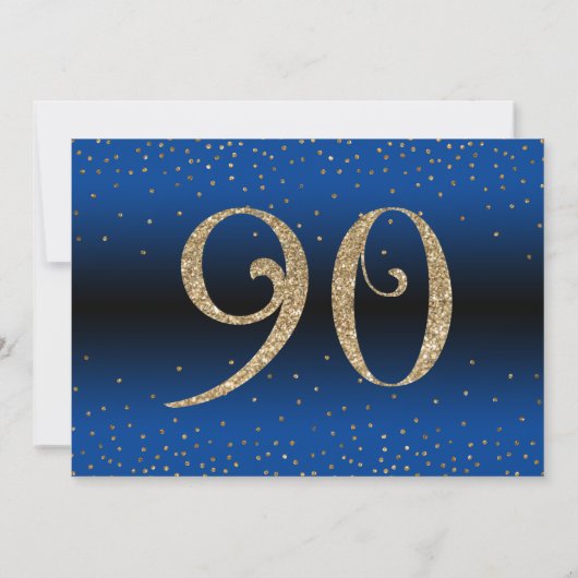 Proost op 90 jaar Verrassing Verjaardag Gold & Blu Kaart (Achterkant)