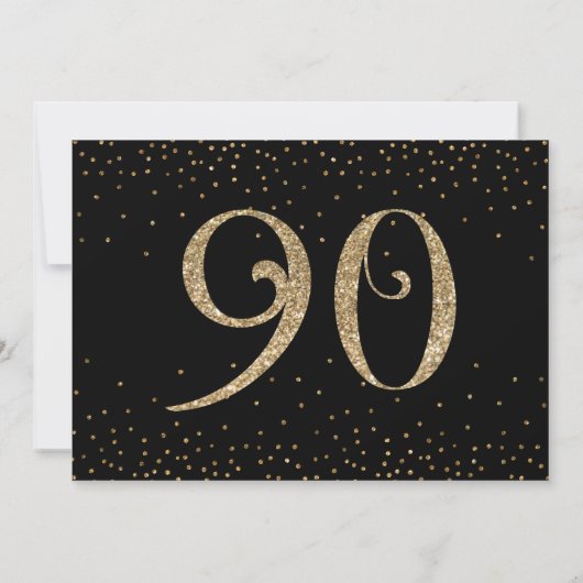 Proost op 90 jaar Verrassing Verjaardag Goud & Zwa Kaart (Achterkant)