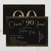 Proost op 90 jaar Verrassing Verjaardag Goud & Zwa Kaart (Voorkant / Achterkant)