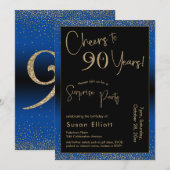 Proost op 90 jaar Verrassingsfeestje Blauw Kaart (Voorkant / Achterkant)