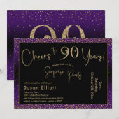 Proost op 90 jaar Verrassingsverjaardag, Paarse Kaart (Voorkant / Achterkant)