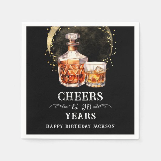 Proost op 90 Jaar Whiskey servetten (Voorkant)