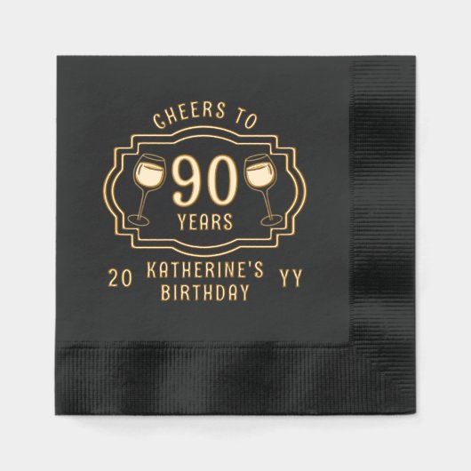 Proost op 90 jaar wijnglazen Verjaardagsnaam Folie Servetten (Voorkant)