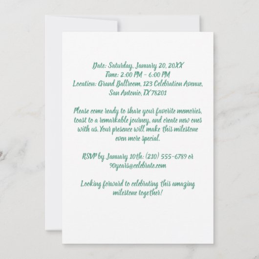 Proost op 90 Years 90th Birthday Party Foto toevoe Kaart (Achterkant)