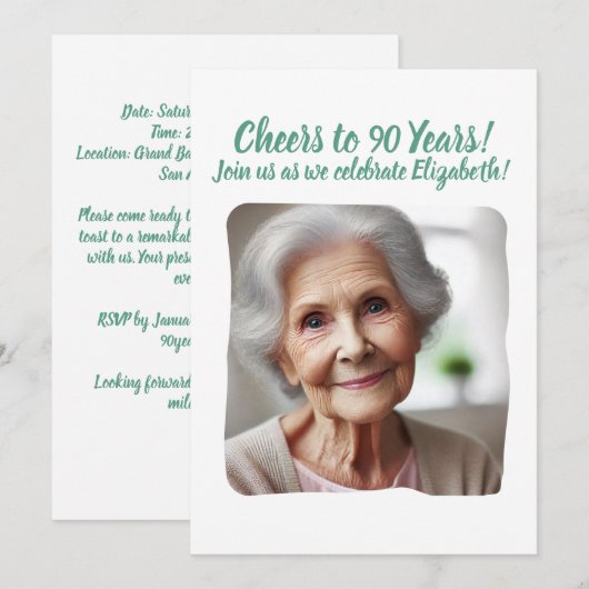 Proost op 90 Years 90th Birthday Party Foto toevoe Kaart (Voorkant / Achterkant)