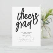 Proost op Afstudeerder Party Black and White Invit Kaart (Staand voorkant)