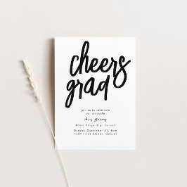 Proost op Afstudeerder Party Black and White Invit Kaart
