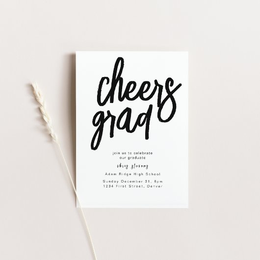 Proost op Afstudeerder Party Black and White Invit Kaart