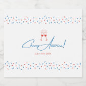 Proost op Amerika - Vierde Champagne-etiket juli Sparkling Wijnetiket (Enkel label)