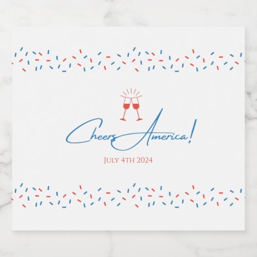 Proost op Amerika - Vierde Champagne-etiket juli Sparkling Wijnetiket (Enkel label)