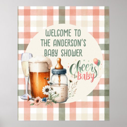 Proost op Baby Brouwt Bieren Bubbles Welkom Bord Poster (Voorkant)