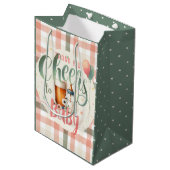 Proost op Baby Sage Peach Gingham Favor Geschenken Medium Cadeauzakje (Voorkant Gekanteld)