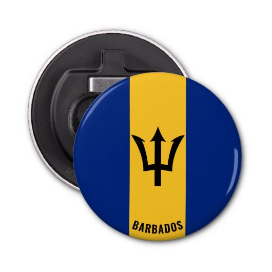 Proost op Barbados! Prachtig patriottisch Button Flesopener (Voorkant)