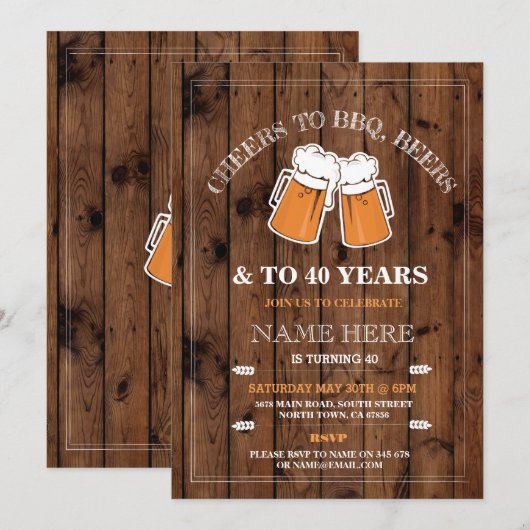 Proost op BBQ, verjaardagsuitnodiging voor bierlie Kaart (Voorkant / Achterkant)