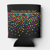Proost op betere nieuwe jaren - kleurrijke Stippen Blikjeskoeler (Achterkant)