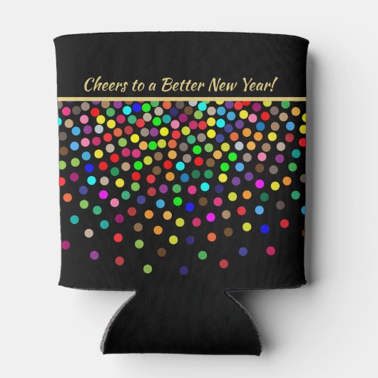 Proost op betere nieuwe jaren - kleurrijke Stippen Blikjeskoeler (Achterkant)