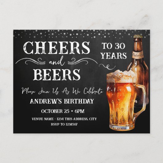 Proost op Bier 30e Verjaardag Briefkaart (Voorkant)