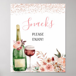 Proost op Blush Pink Vrijgezellenfeest Snacks Poster