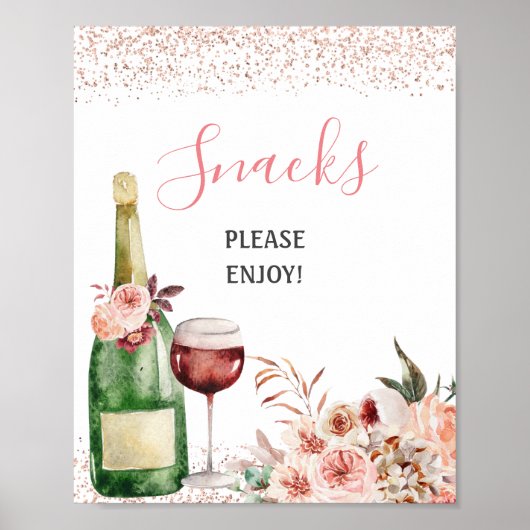 Proost op Blush Pink Vrijgezellenfeest Snacks Poster (Voorkant)