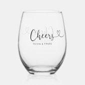 Proost op bruiloft minimalist wijnglas zonder voet (Achterkant)