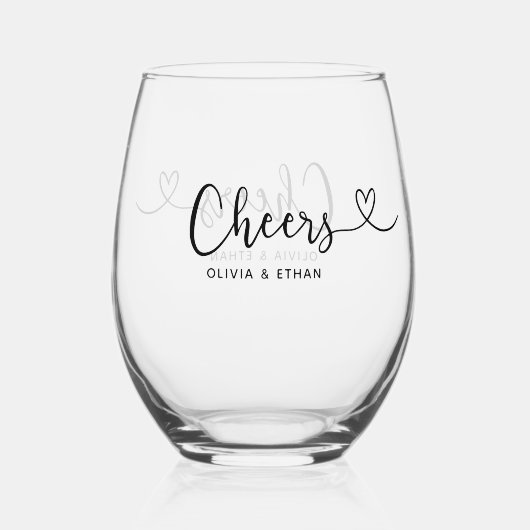 Proost op bruiloft minimalist wijnglas zonder voet (Achterkant)