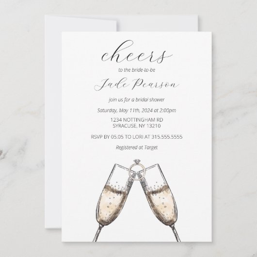 Proost op Champagne Elegant Classy Vrijgezellenfee Kaart (Voorkant)