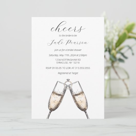 Proost op Champagne Elegant Classy Vrijgezellenfee Kaart (Staand voorkant)