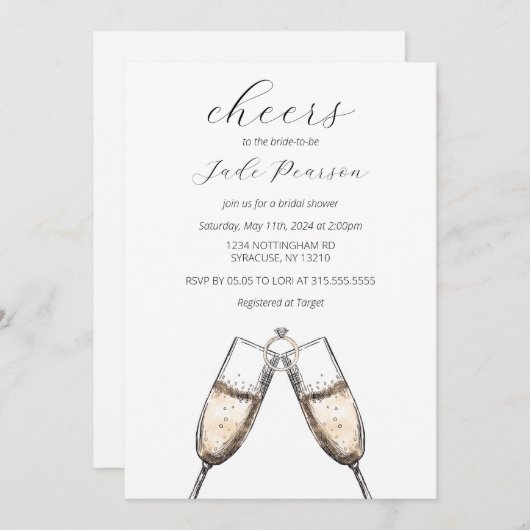 Proost op Champagne Elegant Classy Vrijgezellenfee Kaart (Voorkant / Achterkant)