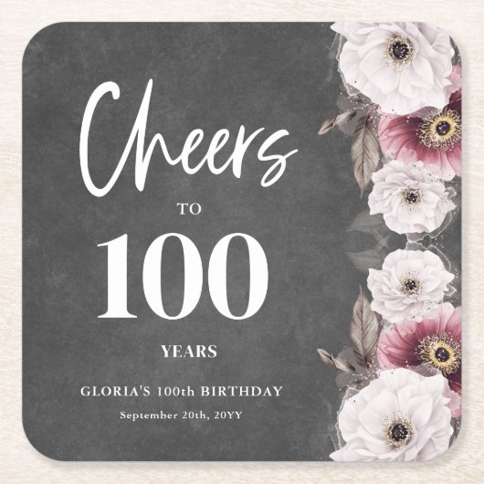 Proost op de 100ste verjaardag kartonnen onderzetters (Voorkant)