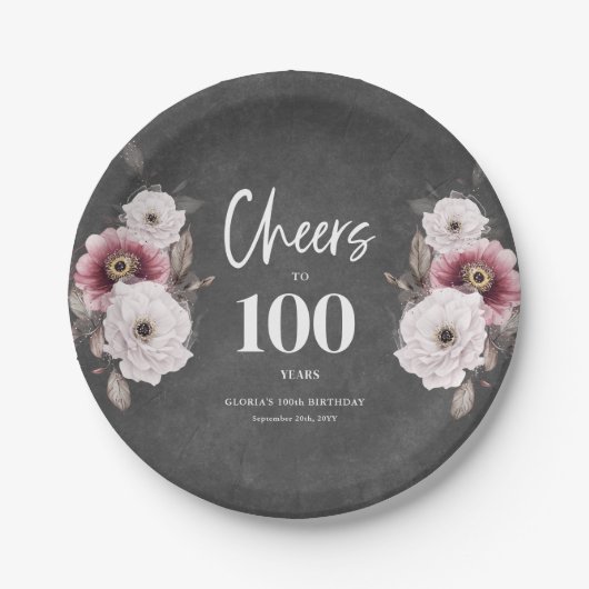 Proost op de 100ste verjaardag papieren bordje (Voorkant)