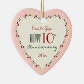 Proost op de 10e bruiloft Jubileum kerstcadeaus Keramisch Ornament (Rechts)