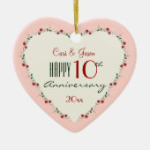 Proost op de 10e bruiloft Jubileum kerstcadeaus Keramisch Ornament (Voorkant)