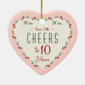 Proost op de 10e bruiloft Jubileum kerstcadeaus Keramisch Ornament (Achterkant)