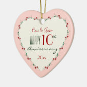 Proost op de 10e bruiloft Jubileum kerstcadeaus Keramisch Ornament (Links)