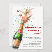 Proost op de 21e verjaardag Champagne Foto Kaart (Voorkant)