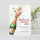 Proost op de 21e verjaardag Champagne Foto Kaart (Staand voorkant)