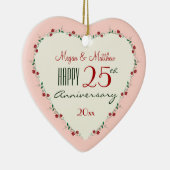 Proost op de 25ste bruiloft Jubileum kerstcadeaus Keramisch Ornament (Rechts)
