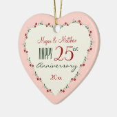 Proost op de 25ste bruiloft Jubileum kerstcadeaus Keramisch Ornament (Links)