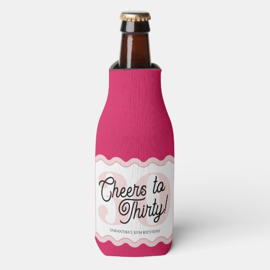 Proost op de 30e verjaardag van Thirty Modern Wavy Flesjeskoeler (Fles Voorkant)