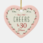 Proost op de 30ste bruiloft Jubileum kerstcadeaus Keramisch Ornament (Achterkant)