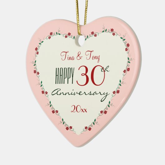 Proost op de 30ste bruiloft Jubileum kerstcadeaus Keramisch Ornament (Links)