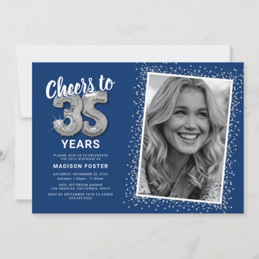 Proost op de 35e verjaardag foto kaart (Voorkant)