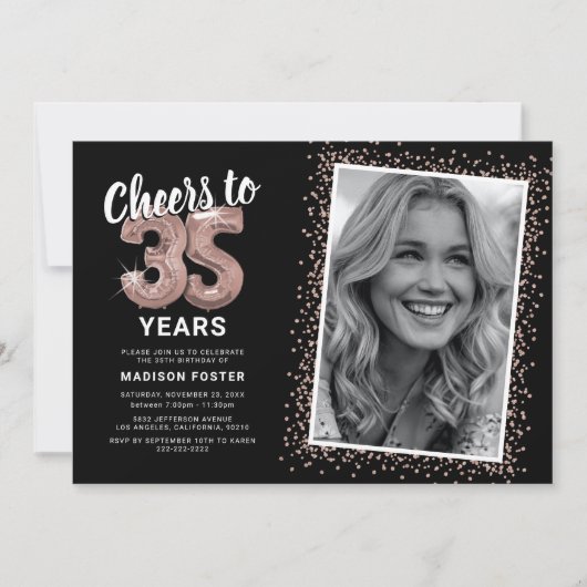 Proost op de 35e verjaardag foto kaart (Voorkant)
