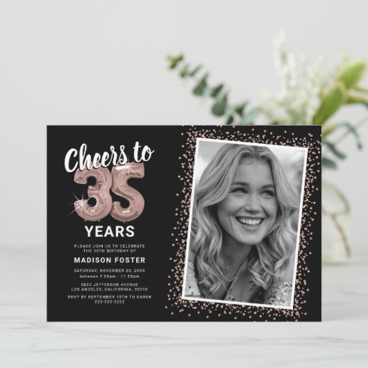 Proost op de 35e verjaardag foto kaart (Staand voorkant)
