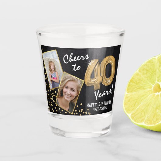 Proost op de 40e verjaardag 2 foto shot glas (Voorkant)