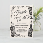 Proost op de 40e Westerne verjaardag Kaart (Staand voorkant)