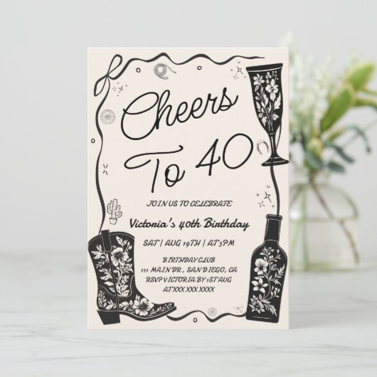 Proost op de 40e Westerne verjaardag Kaart (Staand voorkant)