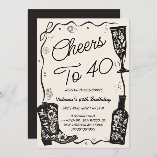 Proost op de 40e Westerne verjaardag Kaart (Voorkant / Achterkant)